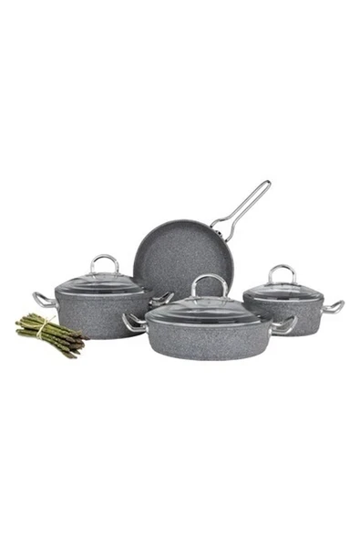 Karaca Silver Stone Bio Granit Metal Kulplu 7 Parça Döküm Set ürün görseli 1