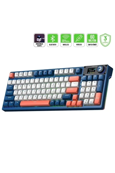 Gamepower Gasket Elite Rgb Wireless/bluetooth/kablolu Mekanik Red Switch Gasket Gaming Klavye ürün görseli 1