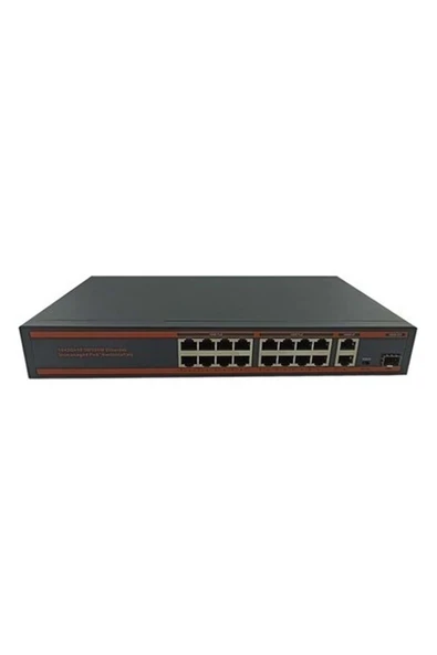 Nova ND1PD1622LFGX 16 Port Poe+ 10/100 Mbps 2 Port 10/100/1000 Mbps Uplink 1 Port Sfp Switch ürün görseli 1