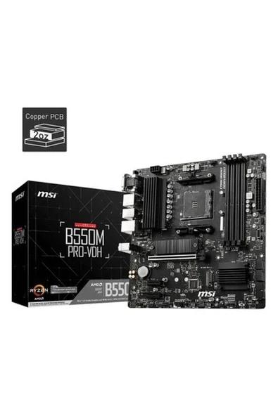 MSI B550M PRO-VDH AM4 DDR4 4400(OC) HDMI DP VGA  M.2 USB3.2 MATX Anakart ürün görseli 1