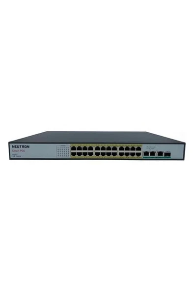 Neutron NT-PS24-320 Uyumlu  24 Port Poe 3 Port GB Uplink 1 Port GB Sfp 250 Metre 320W Poe Switch ürün görseli 1