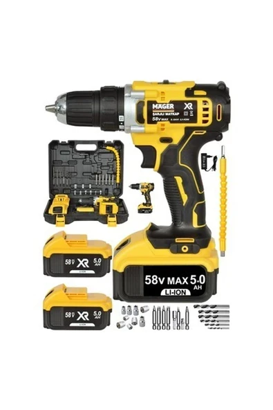 Tekno Trust 5800 Max -Xr Yedek Akülü Vidalama Brushless Şarjlı Setli Yedek Akülü Çantalı Matkap ürün görseli 1