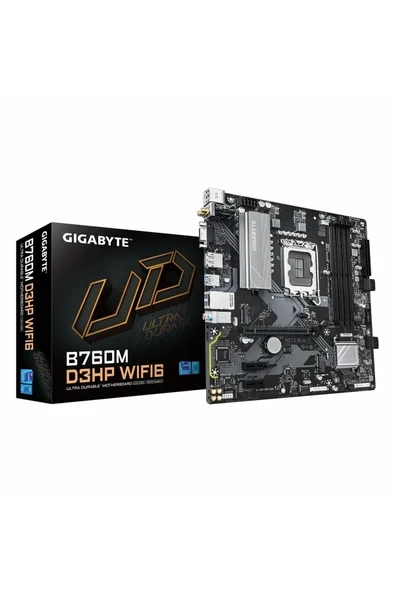 B760M D3HP WiFi6 DDR5 (5600MHz)OC M.2 VGA/HDMI/DP PCIe 4.0 1700P mATX Anakart ürün görseli 1