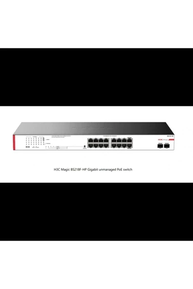 Magic Bs218f-hp, 18 Port, Gigabit, 16 Port Poe, 225w, 2 Port Gigabit Uplink, +2 Port Gigabit Sfp ürün görseli 1