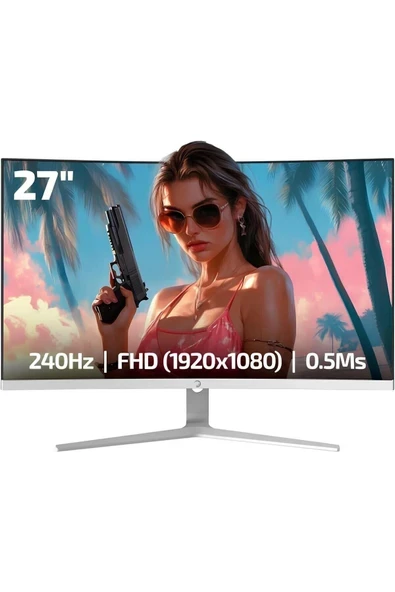 Gamepower 27" Vivid V60 Curved Rgb 0.5ms 240Hz Va Fhd 1500R Hdr Adaptive Sync Beyaz Gaming Monitör ürün görseli 1