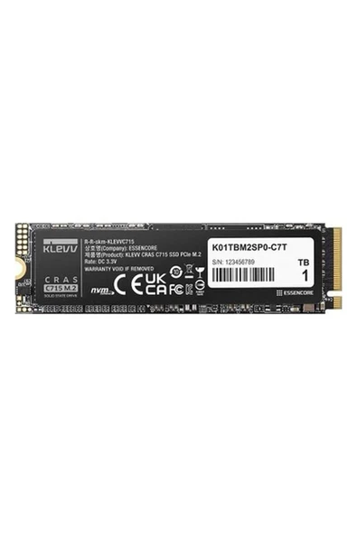 Klevv Cras C715 1tb  Okuma 3200MB – Yazma 2000MB M.2 SSD (K01TBM2SP0-C7T) ürün görseli 1