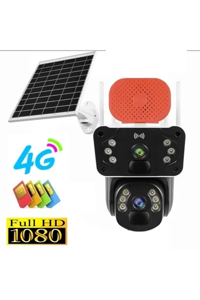 4g Solar Kamera Çift Kameralı Sim Kart Destekli Sirenli Güvenlik Kamerası ürün görseli 1