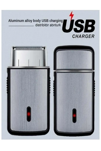 Usb şarjlı alüminyum metal gövde sakal traş makinesi, uzun pil ömrü, keskin jilet ürün görseli 1