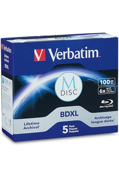 Verbatim 98913 M-Disc Bd-R Xl 100Gb/1-4X, Jewelcase (5 Disk), Mavi ürün görseli 1