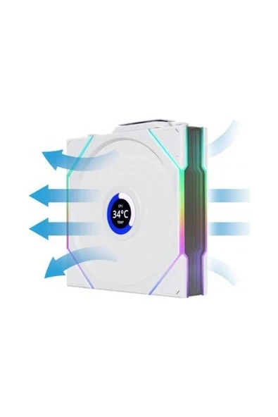 Lian Li Unı Fan Reverse Tl Wıreless LCD 3X120MM Beyaz Kasa Fanı (G99.12RTLLCD1W3W.00) ürün görseli 1