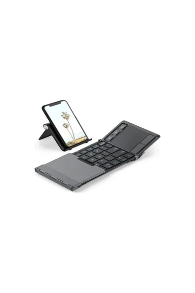 Iclever Hassas Touchpadli Katlanır Bluetooth Klavye Koyu Gri ürün görseli 1