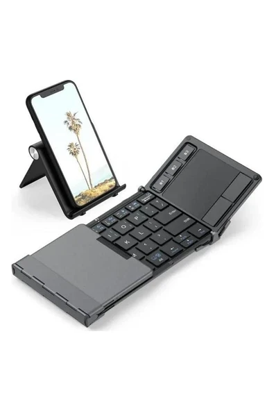 HP Iclever Hassas Touchpadli Katlanır Bluetooth Klavye Koyu Gri ürün görseli 1