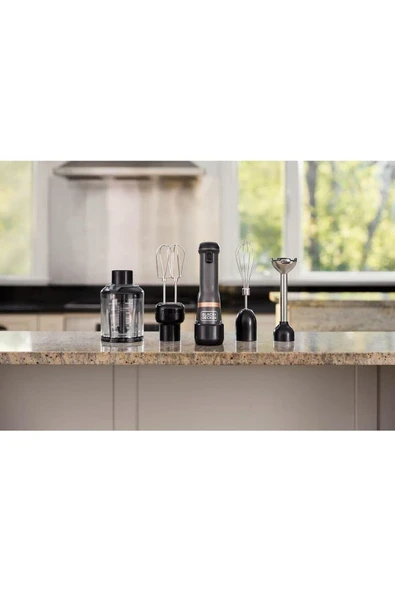 + Decker BCKM1014KG-QW Kitchen Wand 4 Parça Şarjlı, Kablosuz El Blender Seti, Gri Trent&Co 116671 ürün görseli 1