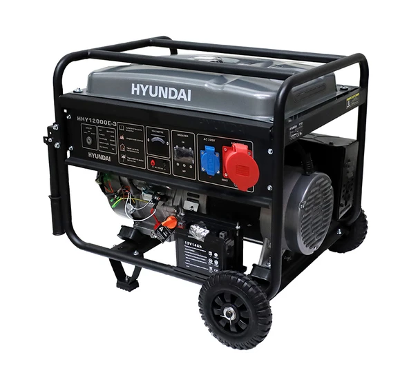 Hyundai HHY12000E-3 Trifaze Benzinli Jeneratör 10 kW 380V Marşlı 27L Bakır Sargı ürün görseli 1