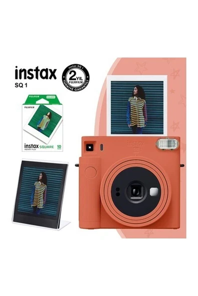 Fujifilm Instax Sq1 Terracotta Turuncu Fotoğraf Makinesi 10LU Kare Film ve Pleksi Çerçeve ürün görseli 1