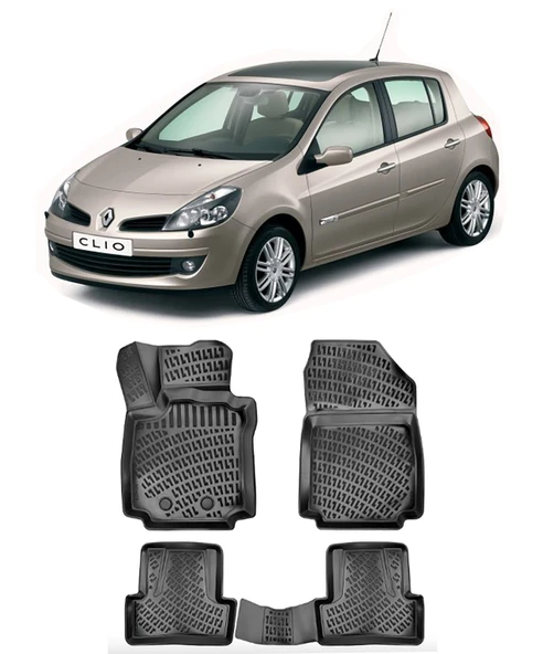 Renault Clio 3 2006-2012 BTM 3D Havuzlu Paspas ürün görseli 1