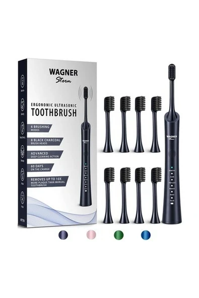 Wagner Stern Ultrasonik 8 Fırça Başlıklı Diş Fırçası - Siyah ürün görseli 1