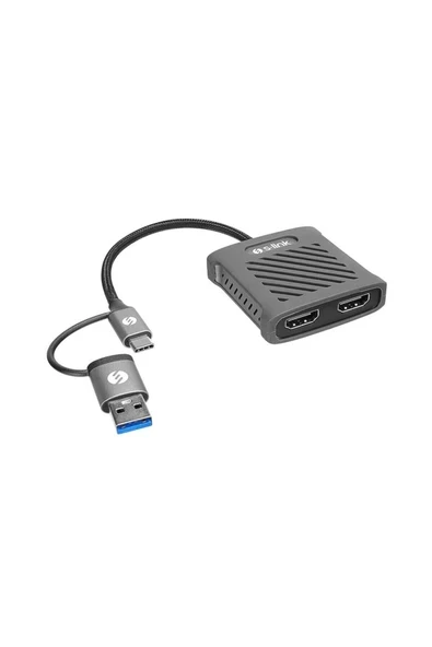 SWV-USBC034 Gri Metal Type-C to 2*HDMI 4K 60Hz macOS, Windows, ChromeOS Adaptör ürün görseli 1