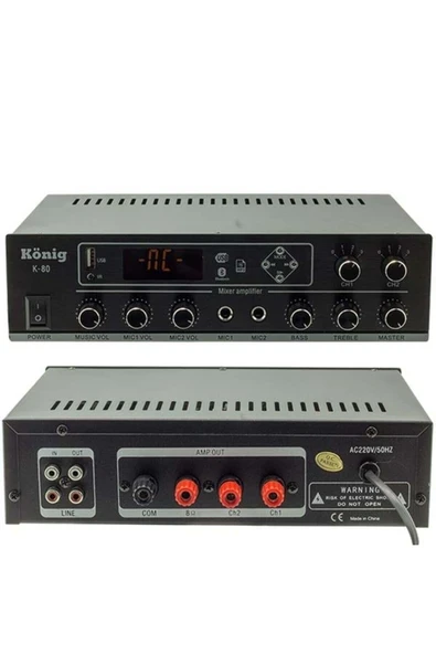 Art K-80 80W Usb-Sd-Bluetooth Destekli 2 Bölgeli Trafolu Mixer Anfi Lab ürün görseli 1