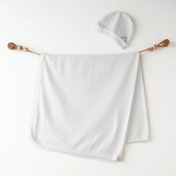 Erkek Bebek Battaniye Şapka Takım Blanket Hat Set 85x90 cm ürün görseli 1