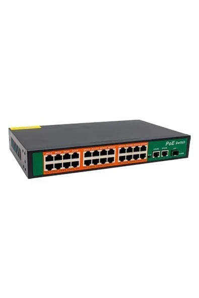 Powermaster POE24+2 300 Watt 10 100 1000 Mbps Poe Ethernet Gigabit Switch 24 Port Kolay Kurulum ürün görseli 1