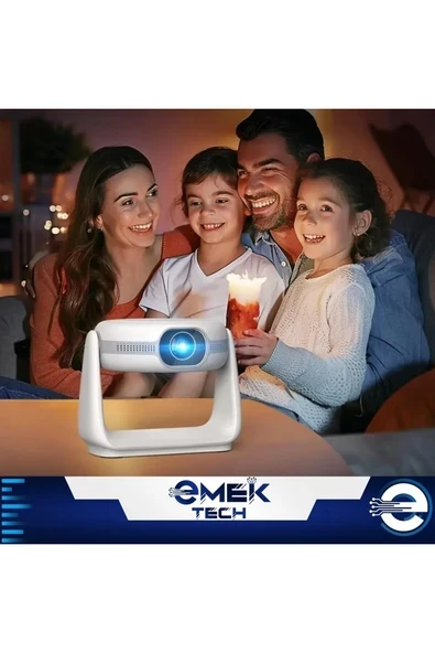 Taşınabilir Yüksek Performanslı 4K Sinema Projektörü Şarjlı Bluetooth Android Hoparlörlü Işıklı ürün görseli 1