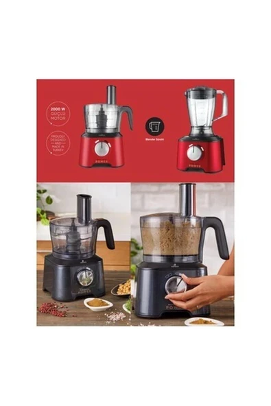 Rendeleme, Dilimleme, Yoğurma ve Çırpma 10 Ürün 1 Arada Mutfak Robotu, Blender Seti 2000W ürün görseli 1