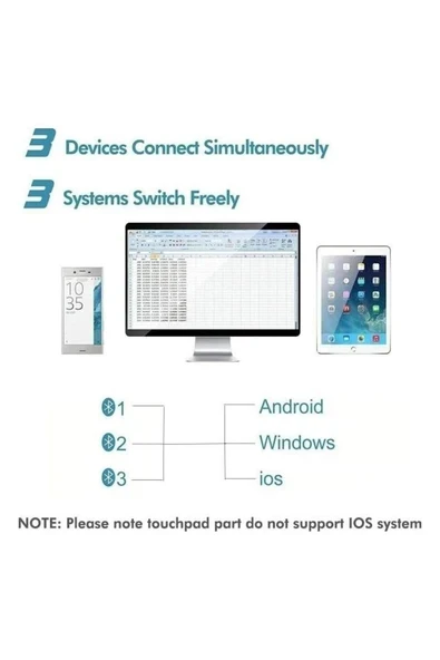 HP Iclever Hassas Touchpadli Katlanır Bluetooth Klavye Gri ürün görseli 1