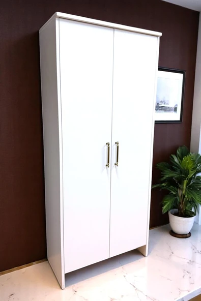 Serçedesign 2 Kapaklı 6 Raflı Beyaz Boy Dolap - Gardırop - Çok Amaçlı Dolap Beyaz 182 CM ürün görseli 1