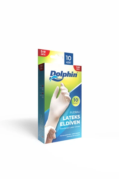DOLPHİN LATEKS ELDİVEN S-M BOY 10 LU PUDRALI ürün görseli 1