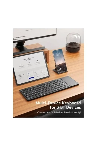 Samsers Touchpadli Katlanabilir Bluetooth Klavye Refined Black ürün görseli 1