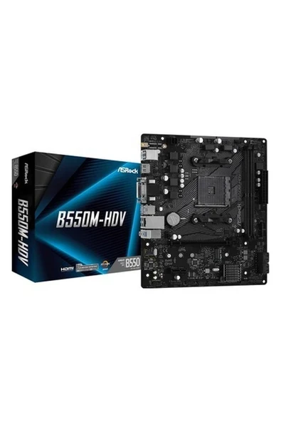 Asrock B550M-HDV AMD B550M AM4 DDR4 HDMI DVI VGA mATX 90-MXBDJ0-A0UAYZ ürün görseli 1