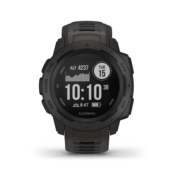 Garmin Instinct 010-N2064-00 Rugged Outdoor Watch with GPS, Özellikler GLONASS ve Galileo, Kalp İzleme ve 3 eksenli Şef, 1.27 inç, Graphite ürün görseli 1