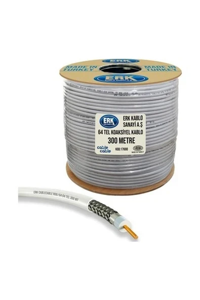 Cable Cable Anten Kablosu Rg6/u4 1.02MM 64TEL 300MT Erk Yerli ürün görseli 1
