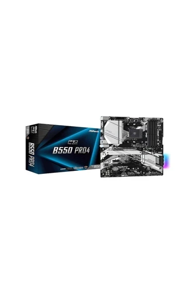 Asrock B550 Pro4 Am4, Ddr4, 4733MHZ+, HDMI / Vga, Pcıe Gen4 M.2 Armor, Pcı-E 4.0 X16, Usb3.2, Rgb, Argb, Atx Anakart ürün görseli 1