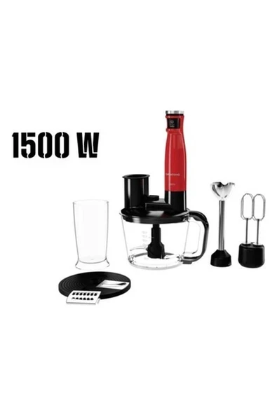 Çok Fonksiyonlu - 4 Bıçaklı 1500W Blender Seti Kırmızı ürün görseli 1