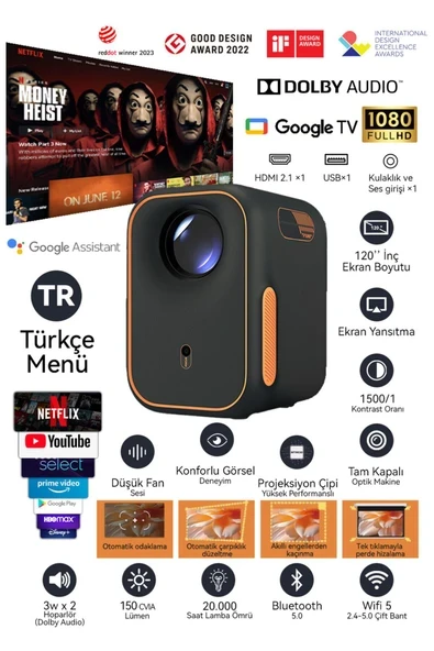 Xming Episode One Projeksiyon Cihazı, Lisanslı Google TV,  Dolby Audio, HDMI 2.1, Oto-Odakl ürün görseli 1