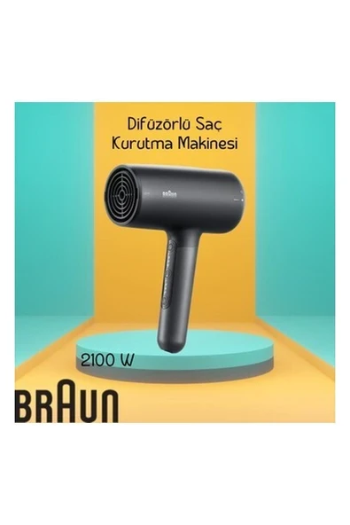 Braun Difüzörlü Başlığı Kurutma Başlığı Saç Kurutma Makinesi Güçkü Htdc Motor 2100 W Güç Çıkarılabilir Hava Filtresi ürün görseli 1