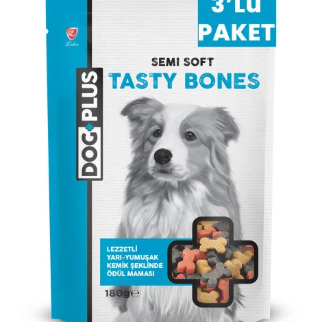 DogPlus Lezzetli Yarı - Yumuşak Kemik Şeklinde Köpek Ödül Maması 180 Gr x 3 Adet ürün görseli 1