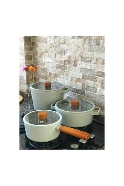 Neoflam Fika Alüminyum Döküm 6 Parça Gri Cam Kapaklı Tencere Seti ürün görseli 1