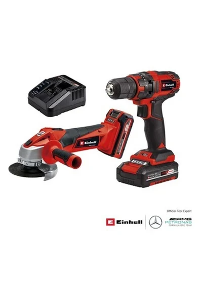 Einhell Akülü Alet Seti TC-TK 18 Li Kit, Power X-Change (Lityum-İyon, vidalama TC-CD 18/35 Li + avuç taşlama TC-AG 18/115 Li, 1,5 Ah ve 3,0 Ah akü dahil) - 4257238 ürün görseli 1