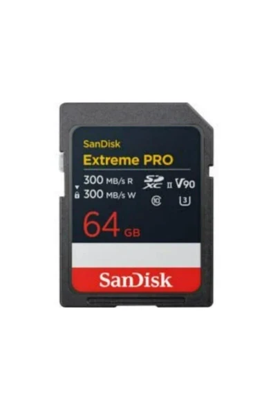 Sandisk Extreme Pro 64GB 300/300MB/S Sdxc V90 Uhs-Iı U3 8k/4k UHD Hafıza Kartı SDSDXDM-064G-GN4IN ürün görseli 1