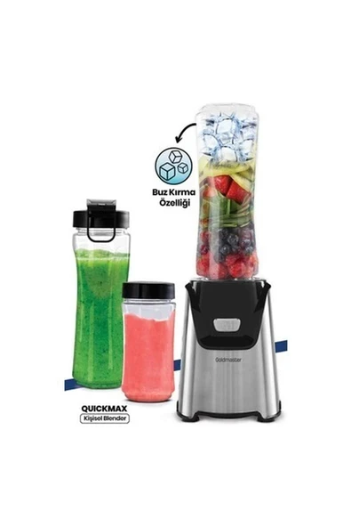 Buz Kırma Özellikli Inox 2'li Tritan Şişeli Kişisel Smoothie Blender Gri ürün görseli 1
