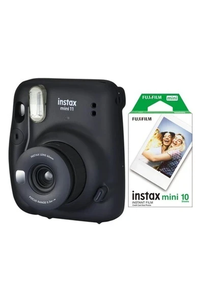 Fujifilm Instax Mini 11 Siyah Fotoğraf Makinesi 10'lu Film ürün görseli 1
