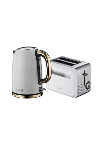 GEM TITAN 1.7 Litre Beyaz Su Isıtıcısı + Ekmek Kızartma Makinesi - 980W, 2 Dilim ürün görseli 1