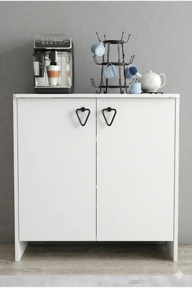 Serçedesign Beyaz Çok Amaçlı Dolap | 2 Kapaklı, Raflı, Şık ve Modern Tasarım | 80x40x82 cm ürün görseli 1