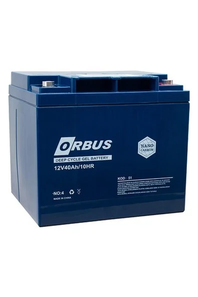 Orbus Akü 12 Volt 40 Amper Orbus Jel Tip Carbon Solar Aküsü ( 197 x 165 x 170 mm ) ürün görseli 1