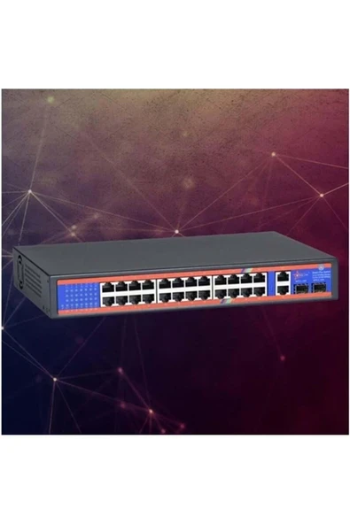 ZTECH ZR-P2421FN 24+2+2 POE SWİTCH 350w +2 10/100/1000 ürün görseli 1