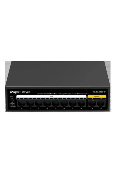 RG-ES110F-P 10 Portlu, 10/100 Fast Ethernet, Tak Çalıştır Switch, 8 Port Poe+ (110W) uyumlu ürün görseli 1