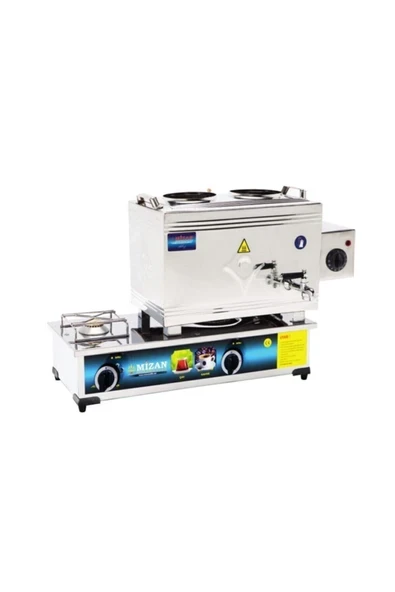 Mizan 25 Lik Doğalgazlı + Elektrikli 20 Litre 2 Demlikli Çay Kazanı Ocağı ürün görseli 1